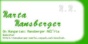 marta mansberger business card